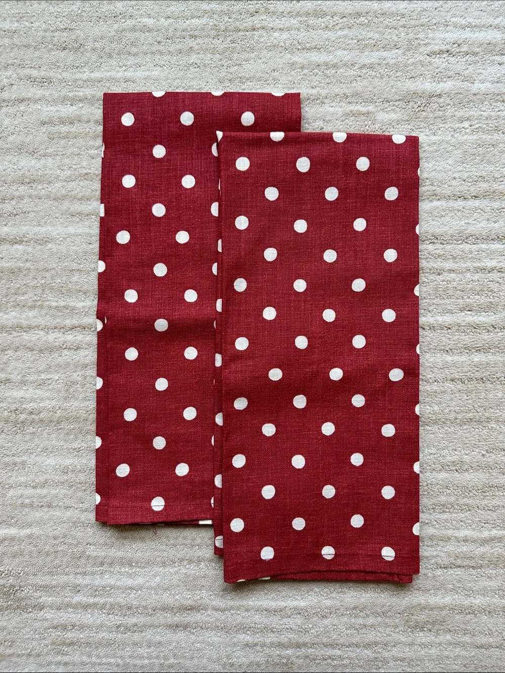 NWOT 2 Pottery Barn Dish Towels Red Polka Dot Americana Patriotic 20” x 30”